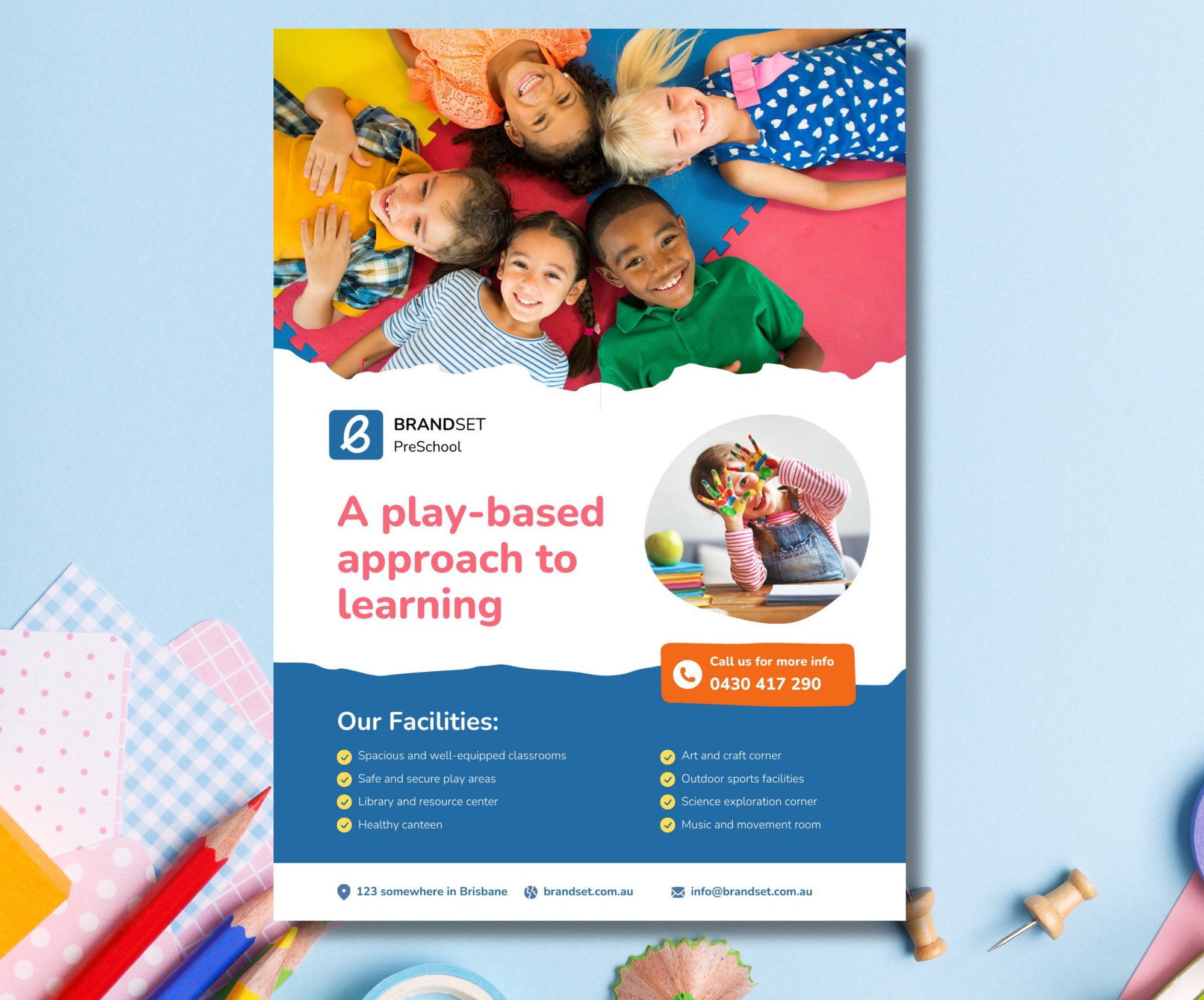 Pink and Blue Pastel Flatlay Photo Education Facebook Cover-2